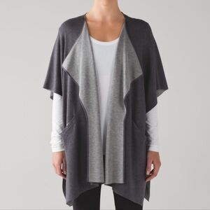 Lululemon After Asana Wrap Gray Reversible Cardigan Sweater Size OS